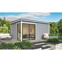 Poolhouse toit plat Baleira 5 - Gris clair - 18.72m2 intérieur