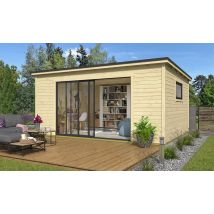 Poolhouse toit plat Camara 4 - Bois brut - 18.72m2 intérieur