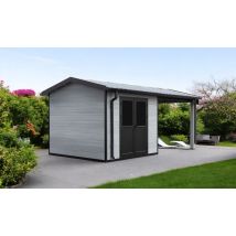 Abri de jardin composite Milina, toit 2 pentes, 6x3m, Gris clair, 18m2
