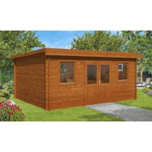 Abri de jardin bois autoclave MILLAU 44 mm - 17,05m² intérieur - Toit monopente - Double porte semi-vitrée - Touschalets
