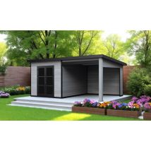 Abri de jardin composite Domokos, toit monopente, 6x3m, Gris clair, 18m2