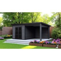 Abri de jardin composite Domokos, toit monopente, 6x3m, Anthracite, 18m2