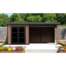 Abri composite Romans avec extension à droite - Teck - 5.185x2.23m, 11.56m2