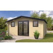 Abri de jardin sans menuiseries Bamberg 19 - Toit 2 pentes, bac acier inclus - Madriers 28mm - 18.43m2 int - Double pente - - Touschalets