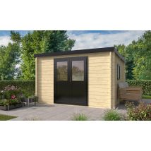 Abri de jardin sans menuiseries Trier 9 - Toit plat, bac acier inclus - Madriers 44mm - 8.52m2 int - Toit plat - - Touschalets