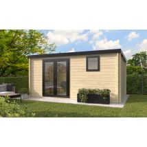 Abri de jardin sans menuiseries Trier 12 - Toit plat, bac acier inclus - Madriers 28mm - 12.01m2 int - Toit plat - - Touschalets