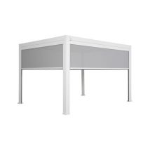 Pergola motorisée bioclimatique alu Cheverny 4x3m 34B blanche - kit LED + store 3m + store 4m