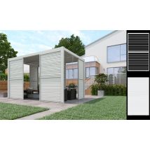 Persienne - Brise-soleil mural en aluminium avec lames orientables - Blanche - 123x218cm