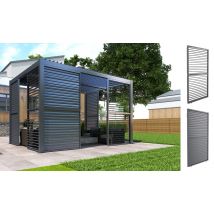 Persienne - Brise-soleil mural en aluminium avec lames orientables - Anthracite - 90x238cm