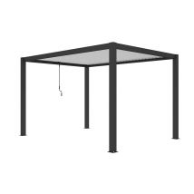 Pergola manuelle bioclimatique alu Amboise 3x3m 33NB anthracite & lames alu blanches