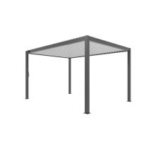 Pergola manuelle bioclimatique alu Gaillard 4x4m 44NB anthracite & lames alu blanches