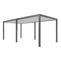 Pergola manuelle bioclimatique alu Gaillard 6x4m 46NB anthracite, lames alu blanches