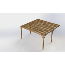 Pergola adossée autoclave Cl4 5x5m avec ventelles et lattage