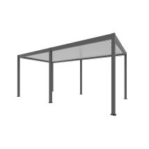 Pergola motorisée bioclimatique alu Windsor 5.8x3m 36NB anthracite, lames alu blanches