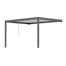 Pergola manuelle bioclimatique adossée alu Chantilly 3x3m 33NB anthracite & lames alu blanches - 9m2