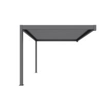 Pergola manuelle bioclimatique adossée alu Chantilly 4x3m 34N anthracite - 12m2