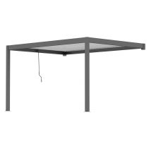 Pergola manuelle bioclimatique adossée alu Chantilly 4x3m 34NB anthracite - lames blanches - 12m2