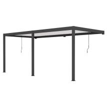 Pergola manuelle bioclimatique adossée alu Chantilly 3x5.8m 36NB anthracite & lames alu blanches - 17.18m2