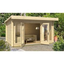 Abri de jardin DORSET 34mm - 9,3m² intérieur - Toit monopente - Double porte vitrée - Touschalets