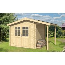 Abri de jardin BRETAGNE APPENTIS 34 mm - 5m² intérieur + 2,2m² - Double pente - Double porte semi-vitrée - Touschalets
