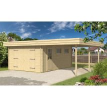 Garage DRÔME 44mm - 17,6m² intérieur +14m² - Surface intérieure 17.59 m² - Bois brut - Toit plat - - Double vitrage 4/6/4mm - - Touschalets - Bois