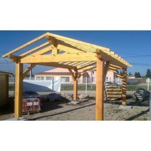 Carport Quiberon symétrique - 17,8m² couvert - Surface intérieure m² - Bois brut - Double pente - - - - Touschalets - Bois brut - Surface