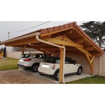 Carport Avranche asymétrique - 38,1m² NON COUVERT - Surface intérieure m² - Bois brut - Double pente - - - - Touschalets - Bois brut - Surface