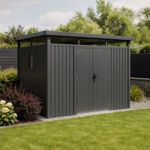 Abri De Jardin En Métal - Couleur Anthracite Ral7016 - Surface Totale 6.76 M² - Garantie 5 Ans - Kover - Trigano