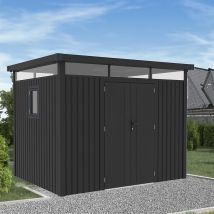 Abri De Jardin En Métal - Couleur Anthracite Ral7016 - Surface Totale 8.64 M² - Garantie 5 Ans - Kover - Trigano