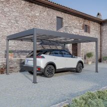 Carport Voiture En Aluminium - Carport Autoporté - Hauteur 210 - Capacité 1 Véhicule - Gris - Garantie 15 Ans - Kover