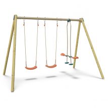 Balançoire Double Avec Face À Face - Techwood Harmonie Blou - Aléo By Trigano - Inclus 2 Balançoires, Face À Face - Fabrication Française - Garantie