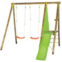 Balançoire En Bois 2,30 M Topwood Dani - 4 Enfants - Inclus 2 Balançoires - Fabrication Française - Garantie 10 Ans - Aleo By Trigano
