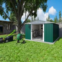 Abri De Jardin En Métal - Couleur Vert Ral6005 - Surface Totale 12 M² - Garantie 15 Ans - Fabrication Européenne - Yardmaster - Trigano)