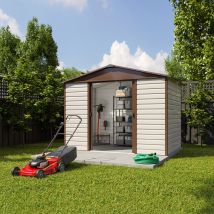 Abri De Jardin En Métal - Couleur Beige / Crème - Surface Totale 5,97 M² - Garantie 15 Ans - Fabrication Européenne - Yardmaster - Trigano)