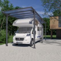 Carport Camping Car En Aluminium - Hauteur 327 - Carport Autoporté - Gris - Fabrication Française - Garantie 15 Ans - Trigano
