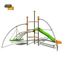 Structure De Jeux Trigano - Evo Gyl - 7 Enfants - Inclus Rondin D'équilibre, Tapis Volant, Pont De Singe - Fabrication Française - Garantie 10 Ans -