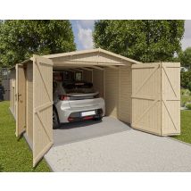 Garage En Bois Traité Et Résistant - Bois Clair - Fabrication Européenne - Dimensions 2,40 X 1,84 M - Garantie 2 Ans - Kover - Trigano