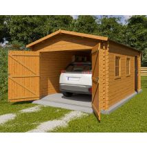 Garage En Bois Traité Et Résistant - Bois Foncé - Fabrication Européenne - Dimensions 2,32 X1,82 M - Garantie 2 Ans - Kover - Trigano