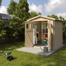 Abri De Jardin En Bois - Couleur Bois Brut - Surface Totale 4,84 M² - Garantie 2 Ans - Fabrication Européenne - Kover - Trigano)