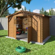 Abri De Jardin En Bois - Couleur Bois Teinté - Surface Totale 7,83 M² - Garantie 2 Ans - Fabrication Européenne - Kover - Trigano)