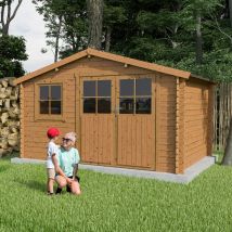 Abri De Jardin En Bois - Couleur Bois Teinté - Surface Totale 11,2 M² - Garantie 2 Ans - Fabrication Européenne - Kover - Trigano)