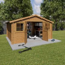 Abri De Jardin En Bois - Couleur Bois Teinté - Surface Totale 16,92 M² - Garantie 2 Ans - Fabrication Européenne - Kover - Trigano)