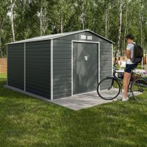 Abri De Jardin En Métal - Couleur Anthracite Ral7016 - Surface Totale 8,84 M² - Garantie 5 Ans - Trigano - Trigano