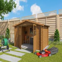 Abri De Jardin En Bois - Couleur Bois Teinté - Surface Totale 5,26 M² - Garantie 2 Ans - Fabrication Européenne - Kover - Trigano)