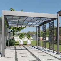 Carport Voiture En Aluminium - Carport Autoporté - Hauteur 210 - Capacité 1 Véhicule - Gris - Garantie 15 Ans - Kover