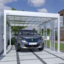 Carport Voiture En Aluminium - Carport Autoporté - Hauteur 210 - Capacité 1 Véhicule - Blanc - Garantie 15 Ans - Kover