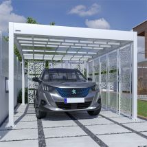 Carport Voiture En Aluminium - Carport Autoporté - Hauteur 210 - Capacité 1 Véhicule - Blanc - Garantie 15 Ans - Kover
