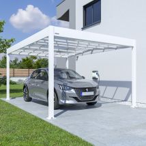 Carport Voiture En Aluminium - Carport Autoporté - Hauteur 210 - Capacité 1 Véhicule - Blanc Ral9016 - Garantie 15 Ans - Kover