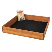 Bac À Sable Loeva 120 X 120 Cm Avec Bâche Et Tapis - À Peindre - Garantie 2 Ans - Aleo By Trigano