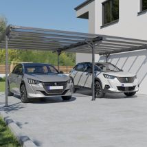 Carport Voiture En Aluminium - Carport Autoporté - Hauteur 217 - Capacité 2 Véhicules - Gris - Fabrication Française - Garantie 15 Ans - Trigano